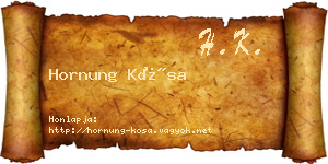 Hornung Kósa névjegykártya